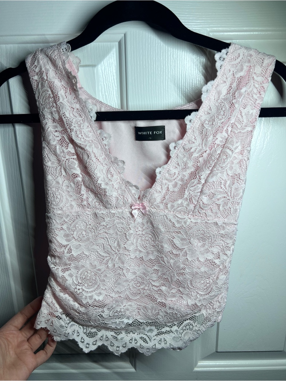White Fox Boutique Pink Lace Chemise Camisole